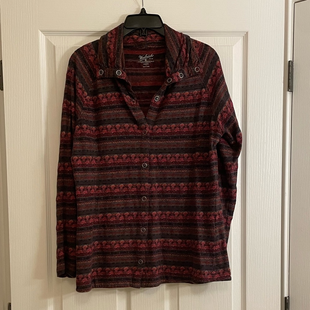 WOOLRICH Plaid Print Button Down 100% Cotton Sweater Jacket - Picture 2 of 10
